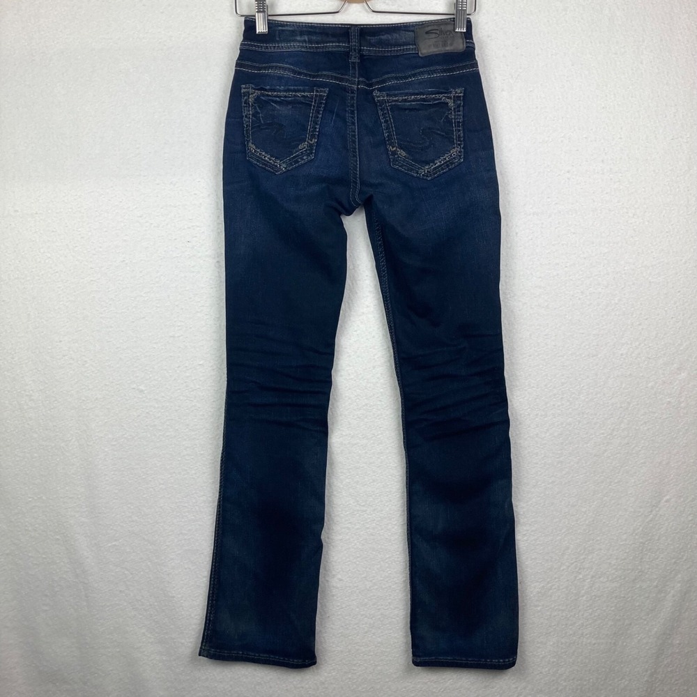 Silver Jeans Denimotion Suki Mid Slim Boot Dark Wash Blue Jeans Size W25/L31 - Picture 10 of 15